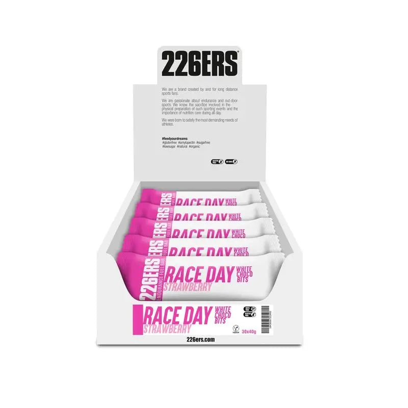 226Ers Race Day Bar Choco Bits Barrita Energética Chocolate Blanco Y Fresa, 30x40 gr