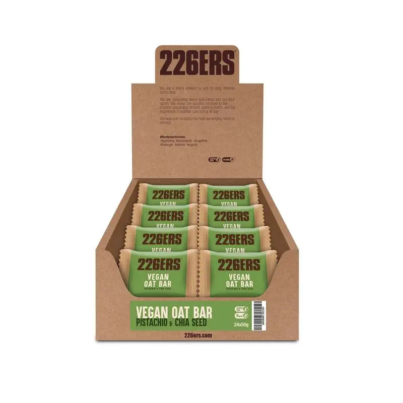 226Ers Vegan Oat Bar Barritas Energéticas Veganas De Avena Pistacho Y Chía, 24x50 gr