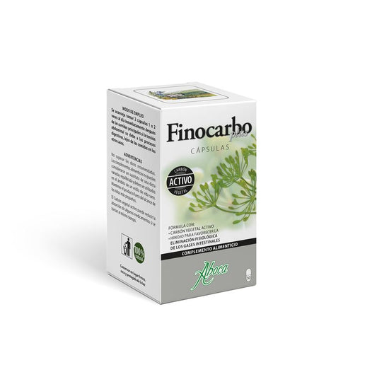 Aboca Finocarbo Plus Intestinal Gas Capsules, Promotes Digestion, Charcoal, Chamomile & Mint, 50 capsules