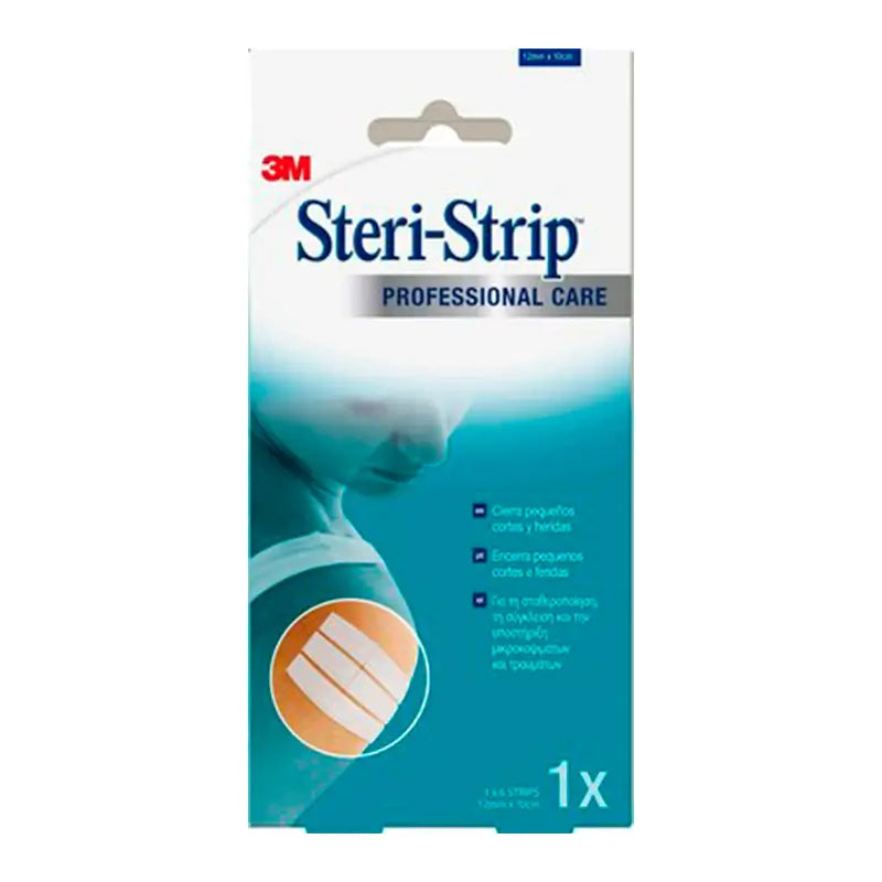 3M Steri-Strip 1547IP-1 Suturas Cutáneas Adhesivas Reforzadas 12mm x 100mm, 6 Suturas