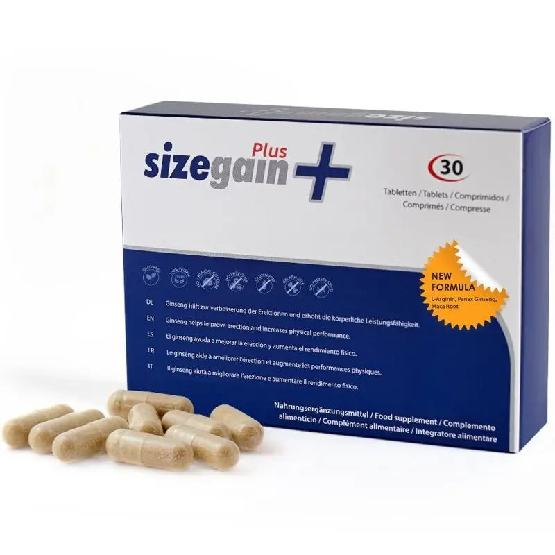 Sizegain Plus, 30 Pastillas para Alargar el Pene