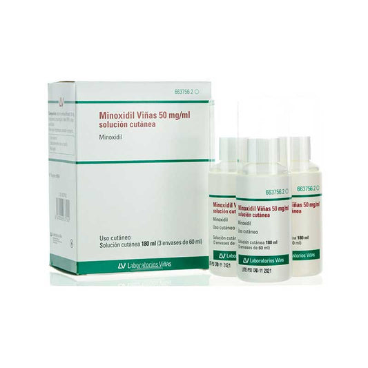 Viñas 50 Mg/ ml Minoxidil Solución Cutánea 3 Frascos 60 ml
