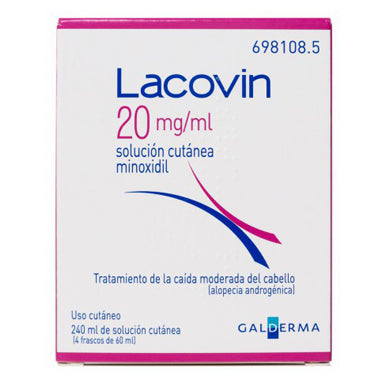 Lacovin 2% Minoxidil Solución 4 Frascos 60 ml