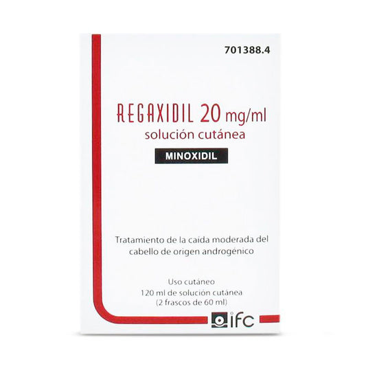 Regaxidil 20 Mg/ ml Minoxidil Solución Cutánea 2 Frascos de 60 ml