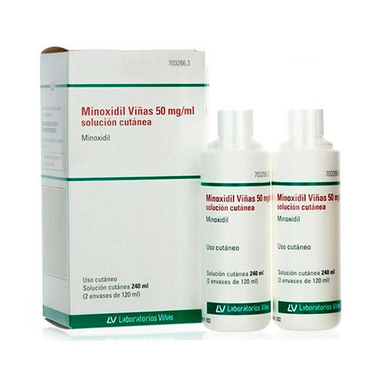 Viñas 50 Mg/ ml Minoxidil  Solución Cutánea 2 Frascos de 120 ml