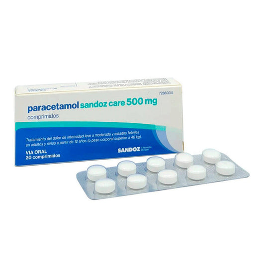 Paracetamol Sandoz Care 500 mg, 20 Comprimidos