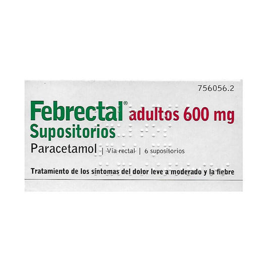 Febrectal Adultos 600 mg, 6 Supositorios