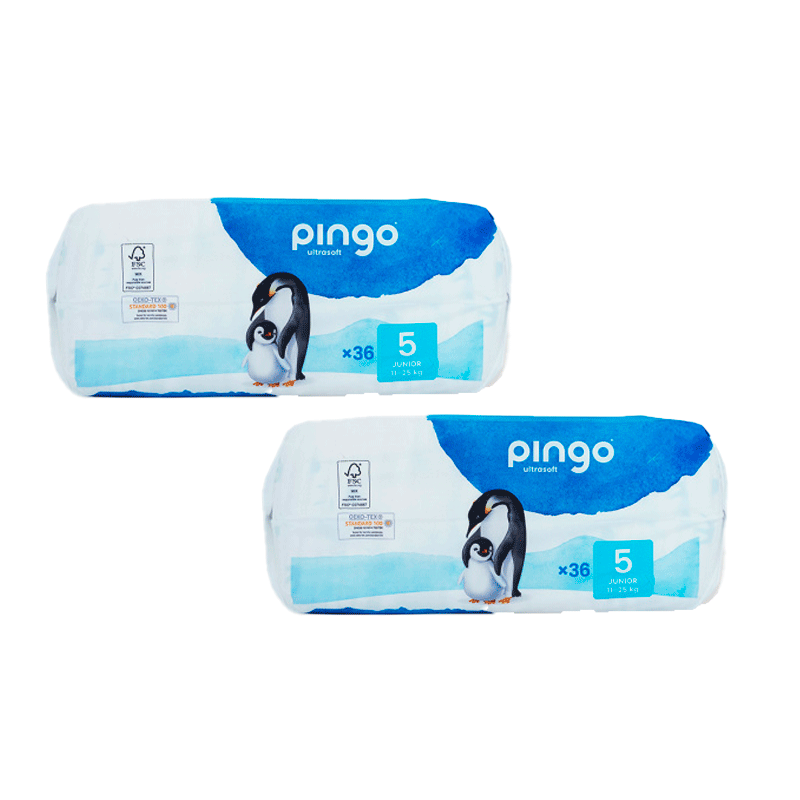 Pingo Pack 2X Ecological Nappy Size 5 Junior, 36 Pcs.