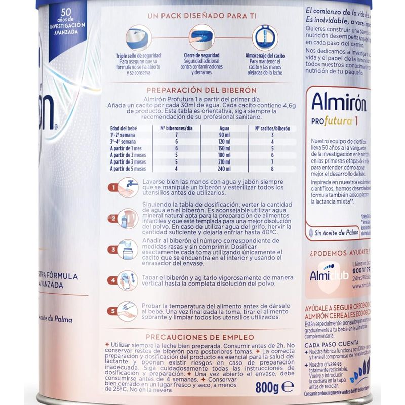 Pack 8 X Almirón Profutura 1 Starter Milk Powder, from Day One, 800 g