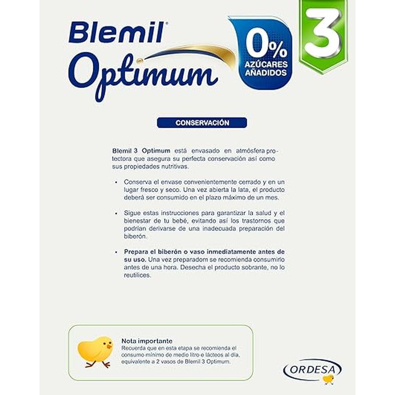Blemil Plus 3 Optimum 0% Added Sugar Pack, 4x800g