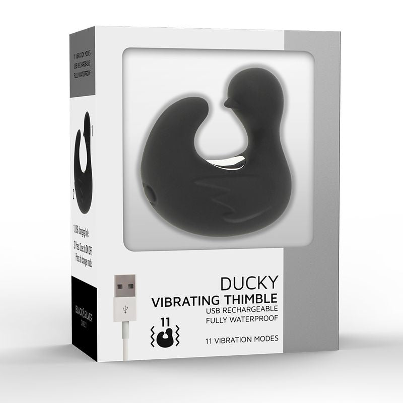 Black&Silver  Dedal Estimulador De Silicona Recargable Duckymania