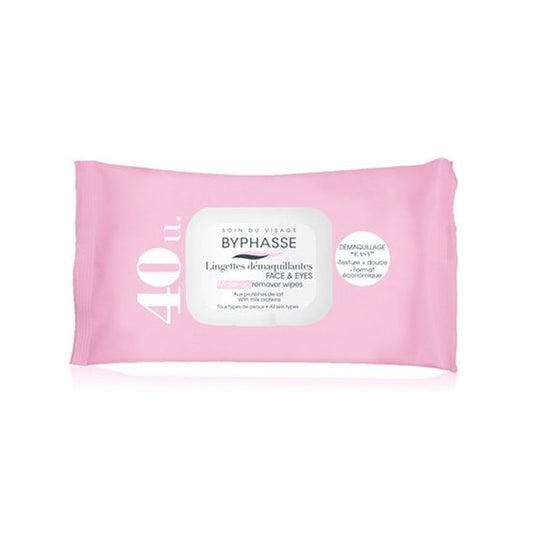 Byphasse Milk Protein Make-Up Remover Wipes, 40 pcs.