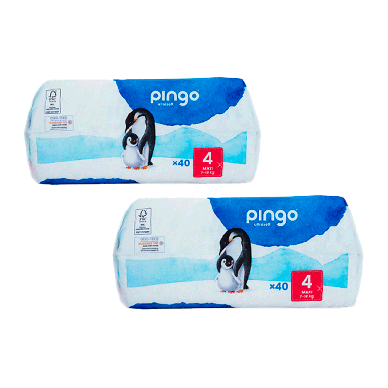 Pingo Pack 2X Ecological Nappy PackSize 4 Maxi, 40 Pcs.