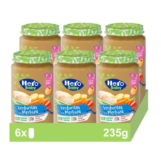 Hero Baby Pack Vegetable Jar With Hake, 6 X 235 grams