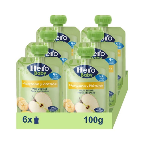 Hero Baby Pack Apple & Banana Sachet, 6 X 100 grams