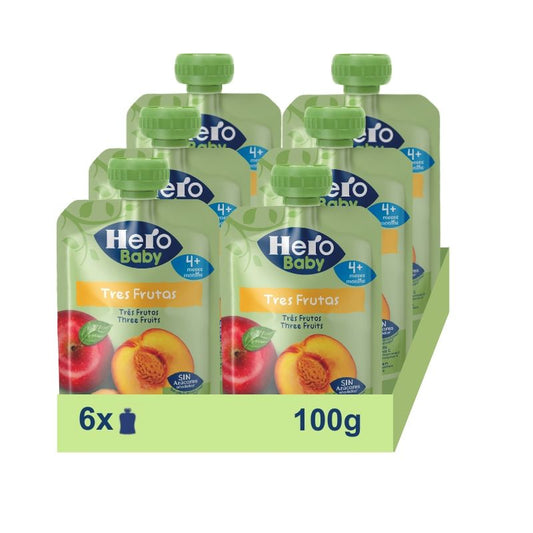 Hero Baby Three Fruits Sachet Pack, 6 X 100 grams