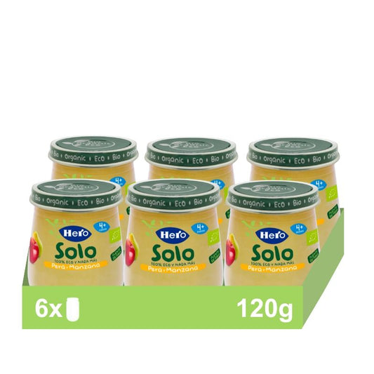 Hero Baby Pack Eco Pear & Apple Solo Jar, 6 X 120 g