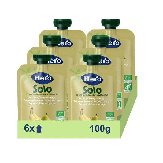 Hero Baby Pack Eco Sachets Banana, Pear & Orange Only, 6 X 100 grams