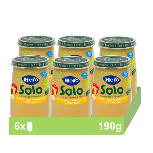 Hero Baby Apple, Peach & Banana Solo Eco Pack, 6 X 190 grams