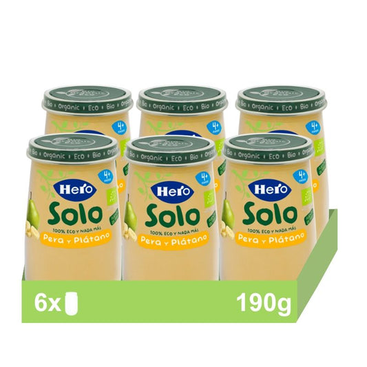 Hero Baby Pack Eco Pear & Banana Solo Jar, 6 X 190 grams