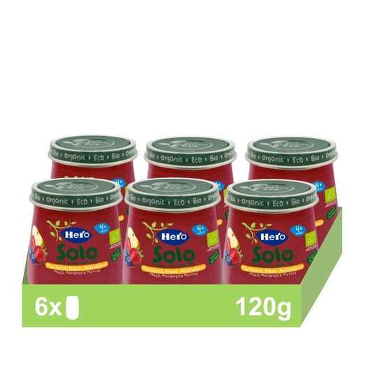 Hero Baby Pack Eco Apple, Strawberry & Blueberry Solo Jar, 6 X 120 grams