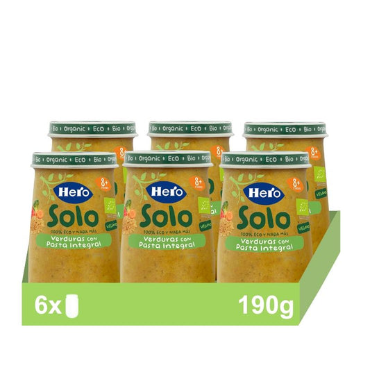 Hero Baby Pack Eco Vegetable Only Pack with Wholemeal Pasta, 6 x 190 g