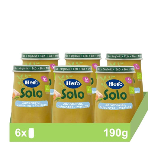 Hero Baby Pack Eco Jar Just Carrot, Peas & Hake, 6 X 190 g