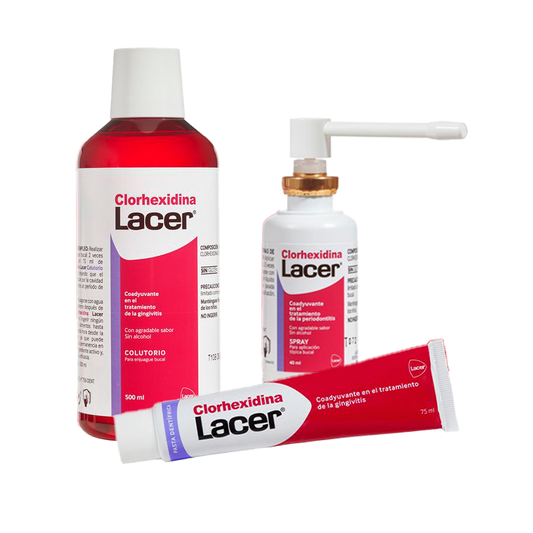 Lacer Chlorhexidine Pack (Mouthwash + Toothpaste + Spray)
