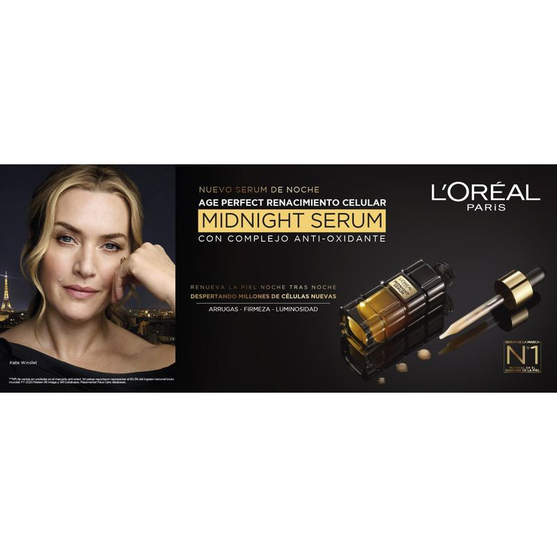 L'Oréal Paris Midnight Serum Age Perfect Cellular Revival, With Antioxidant Complex, Night Facial Serum