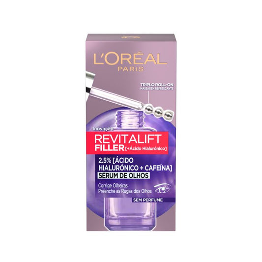 L'Oréal Paris Revitalift Filler Eye Serum: 2.5% Hyaluronic Acid And Caffeine, Triple Roll-On