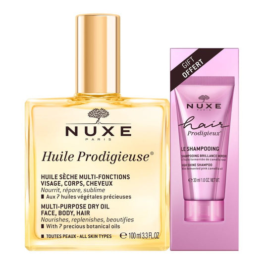 Nuxe Huile Prodigieuse, 100Ml + Gift Shampoo Sublime Hair Prodigieux Shine, 30 ml