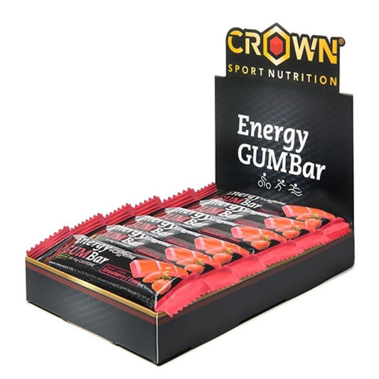 Crown Sport Nutrition Energy Gum Bar Strawberry + Caffeine , 12 x 30 grams