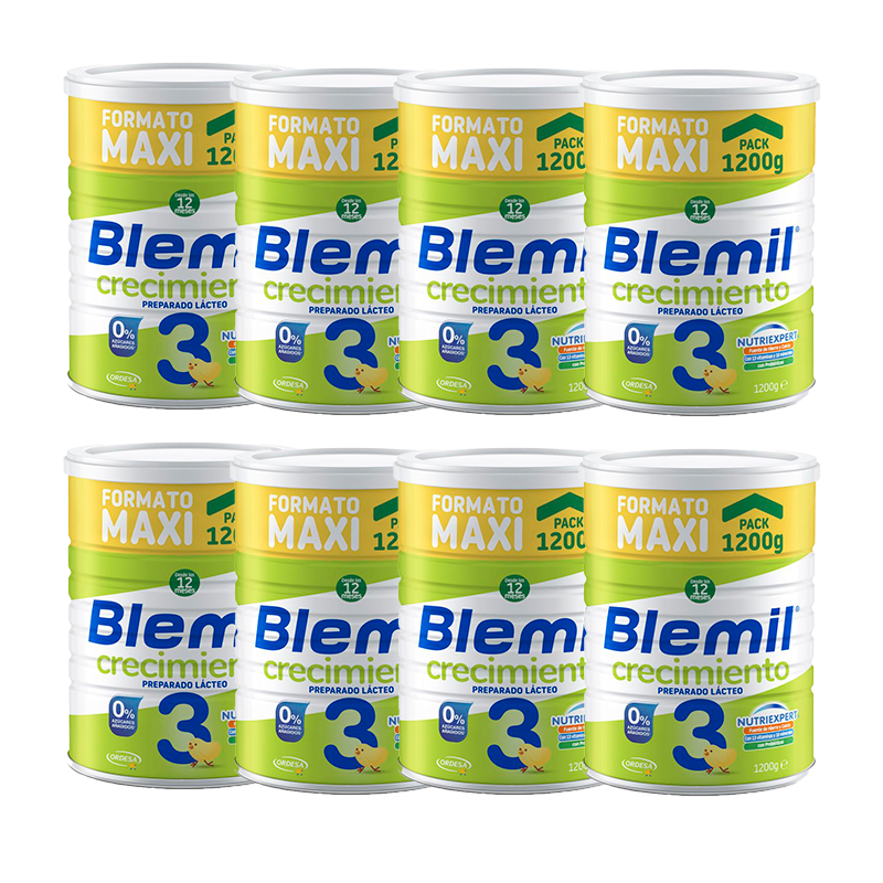 Pack Blemil Plus 3 Crecimiento 0% Azúcar Añadido, 8x1200 gr