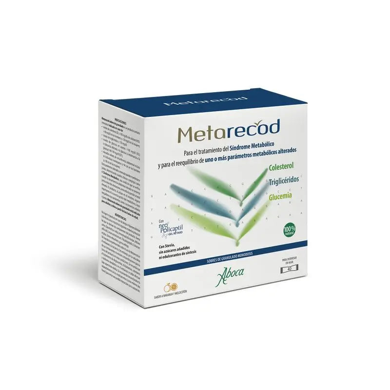 Aboca Metarecod Cholesterol, Triglycerides, Glycaemic Peak, Metabolic Syndrome Treatment, 40 sachets