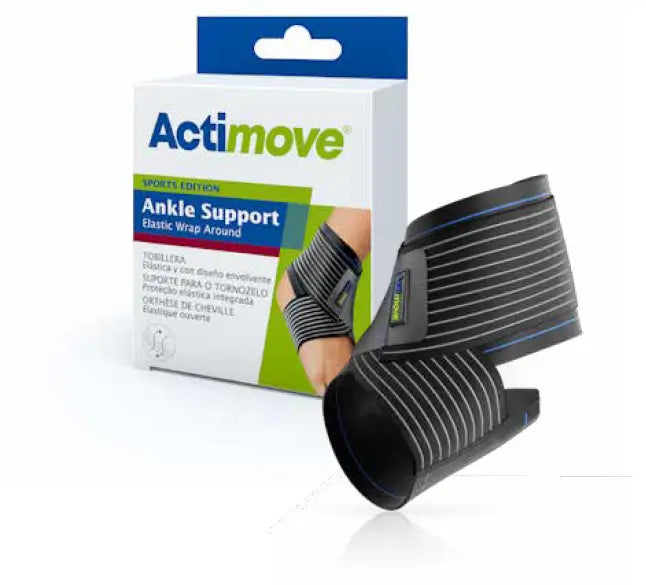 Actimove Tobillera Elástica Con Cincha Estabilizadora Ajustable, Color Negro, Talla  L