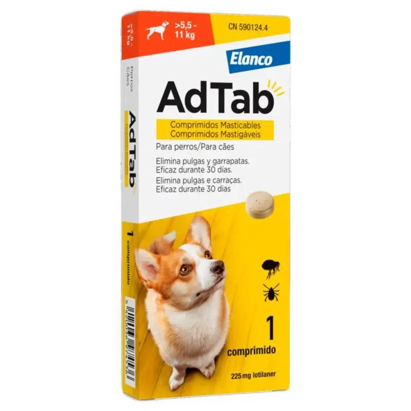 AdTab 225Mg Comp. Masticables Perros 5,5-11Kg, 1Cpd