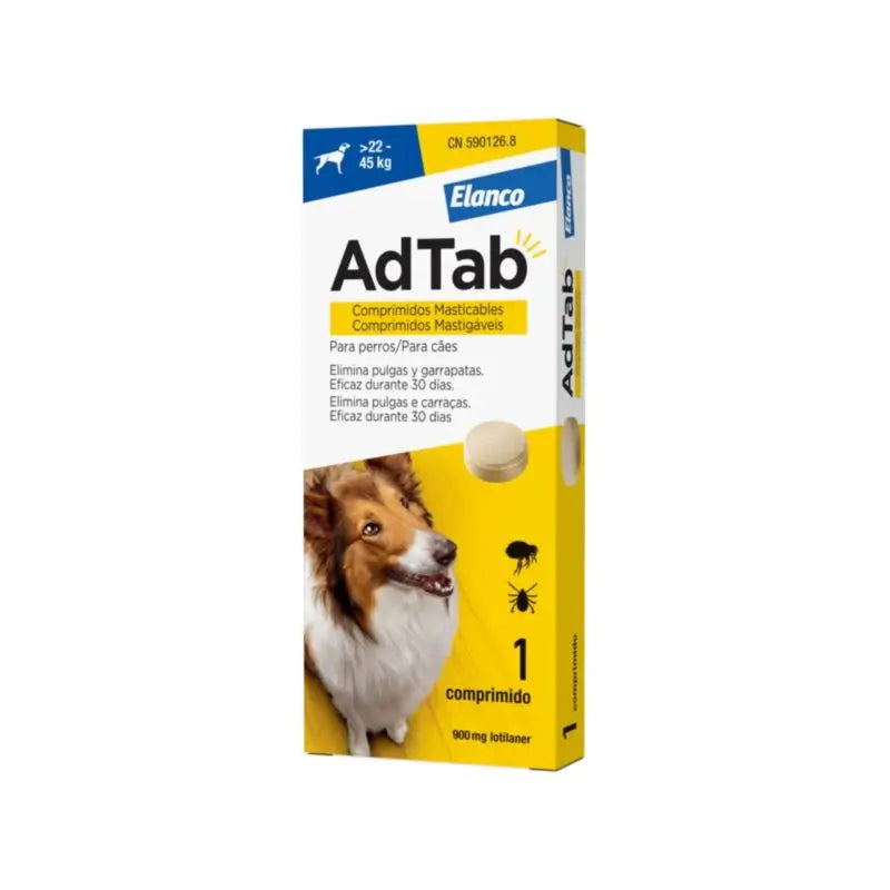 AdTab 900Mg Comp. Masticables Perros 22-45Kg, 1Cpd