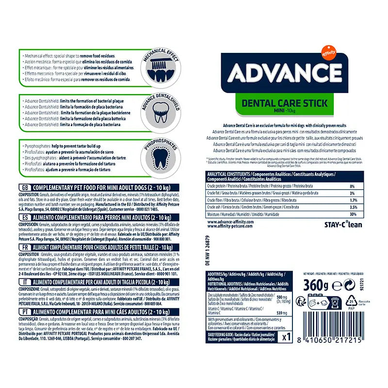 Advance Canin Adult Dental Care Mini Caja 360Gr, snack para perros