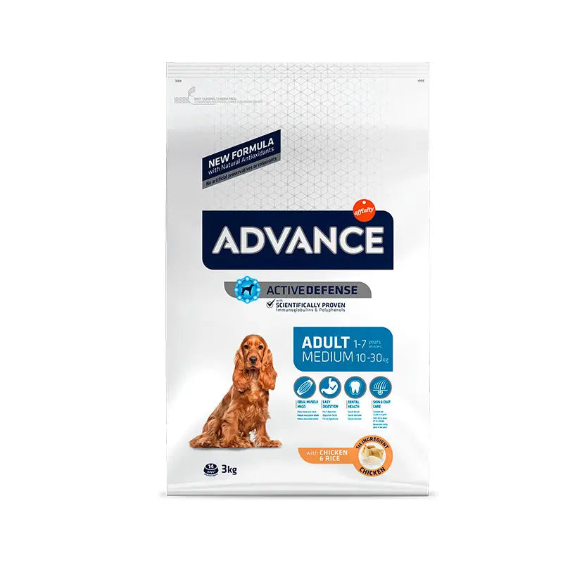 Advance Canine Adult Medium Pollo Arroz 3Kg, pienso para perros