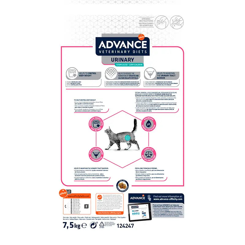 Advance Vet Feline Esterilizado Urinary 7,5Kg, pienso para gatos