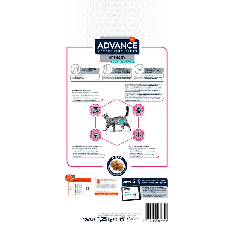 Advance Vet Feline Esterilizado Urinary Low 1,25Kg, pienso para gatos