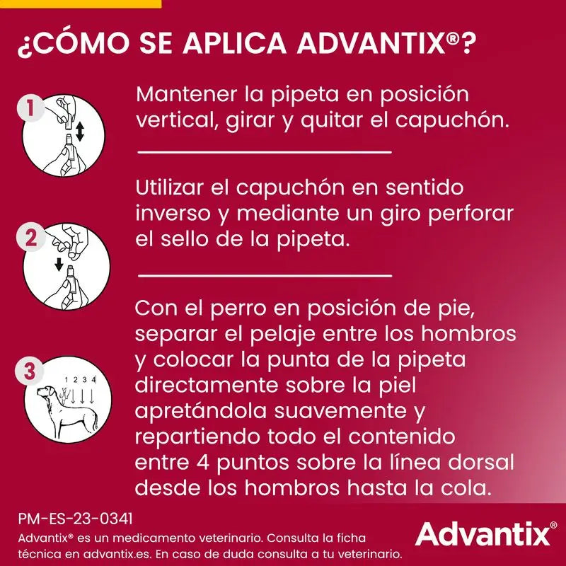 Advantix Pipetas Antiparasitarias Para Perros De +25 Kg 4Unidades x 4 ml