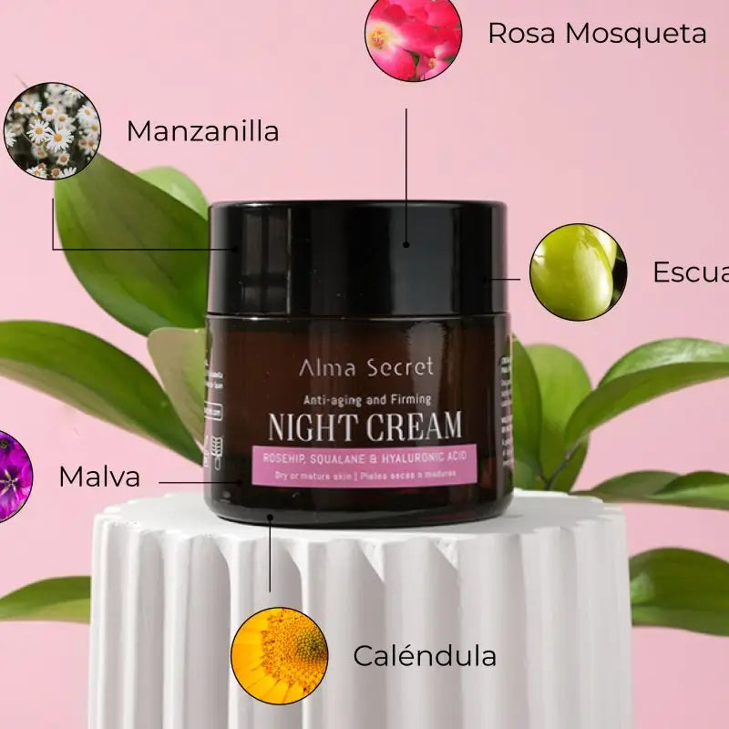 Alma Secret Anti-Ageing Repairing Night Cream R. Mosqueta, Squalane & Hyalur.