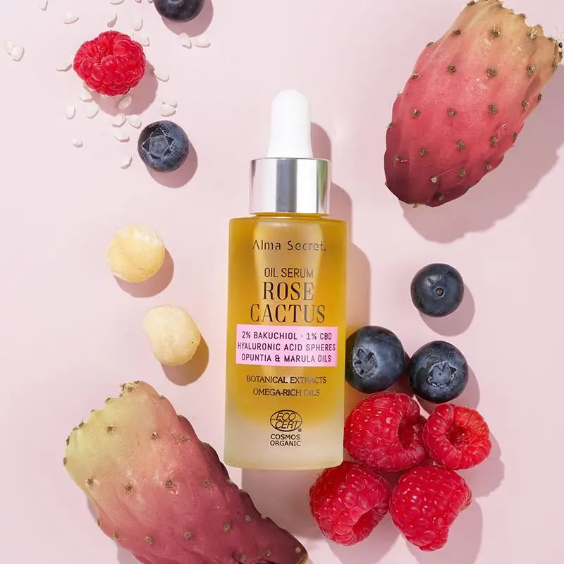 Alma Secret Rose Cactus Serum-Oil With 2% Bakuchiol, 1% Cbd & A. Hyaluronic A.