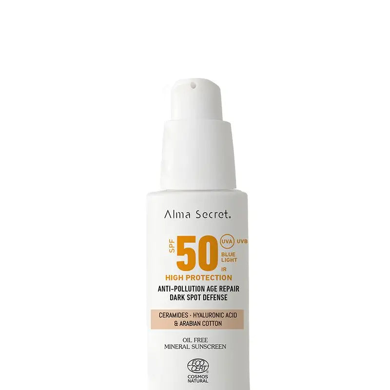 Alma Secret Solar Facial Natural Sunscreen Spf 50 With Ceramides, Anti-Blemish And Oil-Free (Colour: Sand)