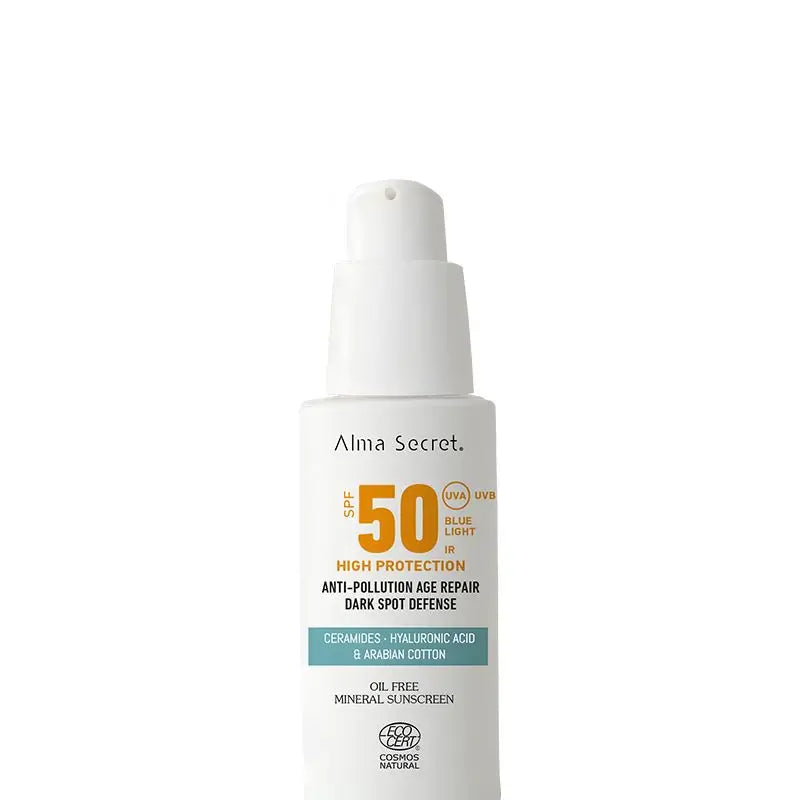 Alma Secret Solar Natural Facial Sunscreen Spf 50 With Ceramides, Anti-Blemish And Oil-Free