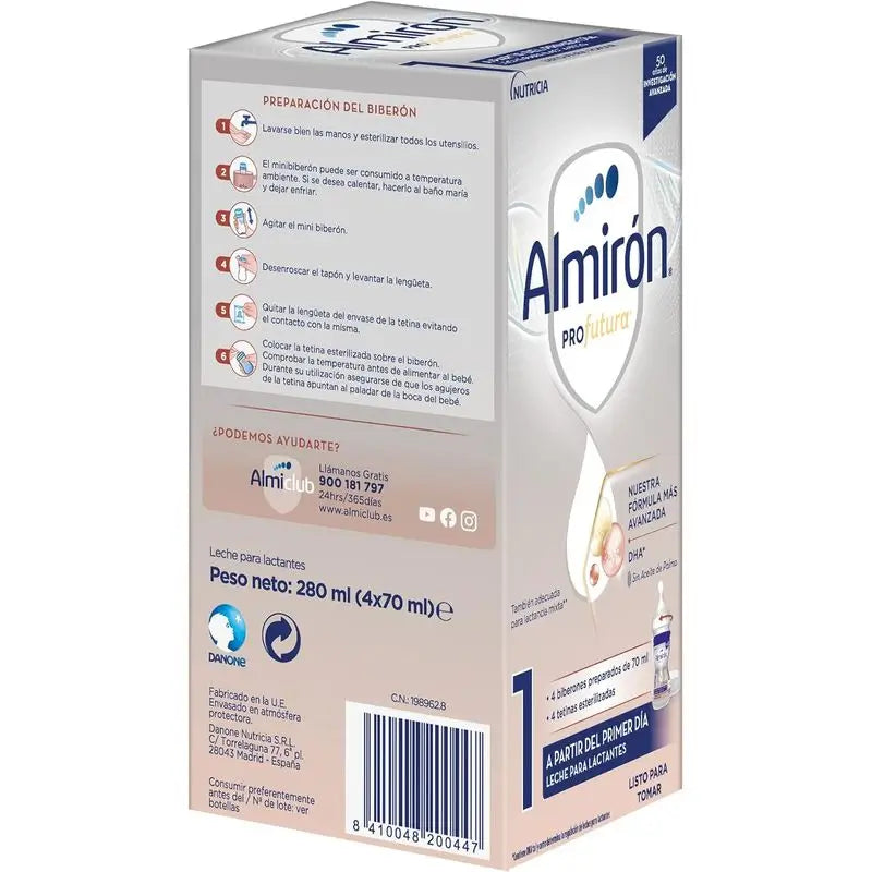 Almirón Profutura 1 Mini Bottles, Baby Starter Milk from Day One, 4x70ml, 280ml