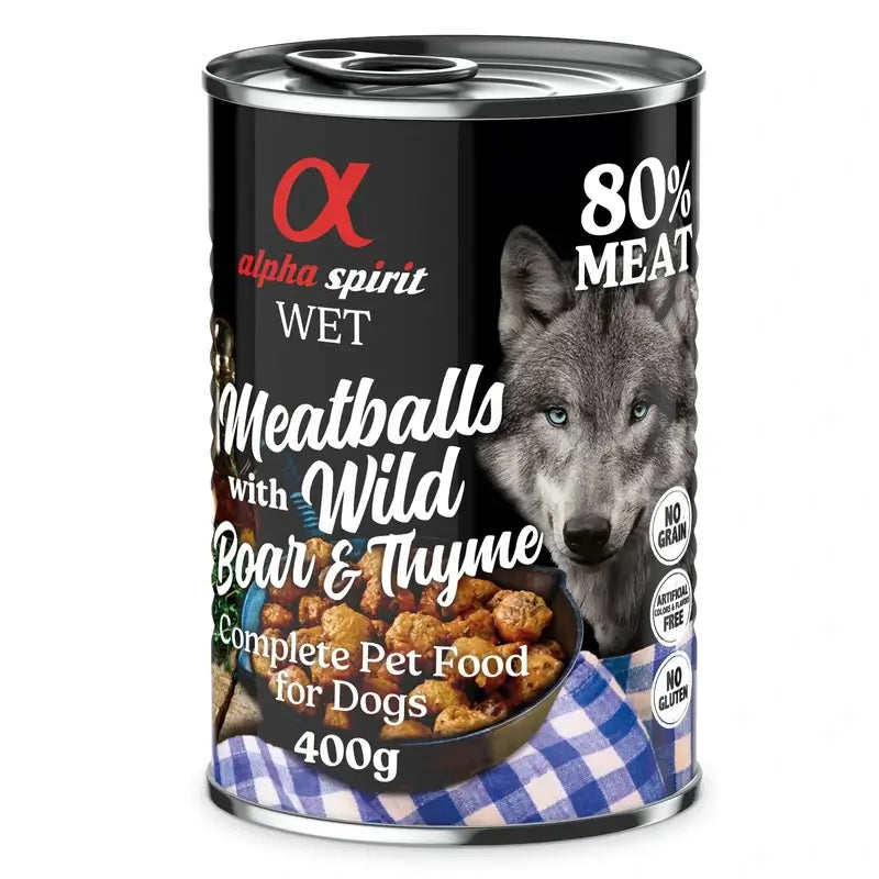 Alpha Spirit Alpha Spirit Canine Meatballs Jabali Thyme 6X400Gr