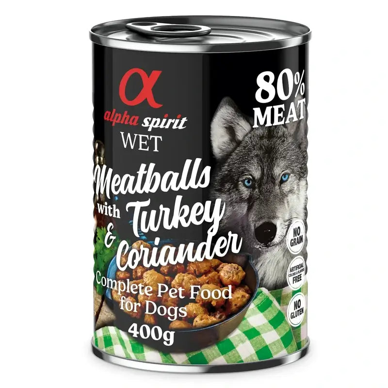 Alpha Spirit Alpha Spirit Canine Turkey Cilantro Meatballs 6X400Gr