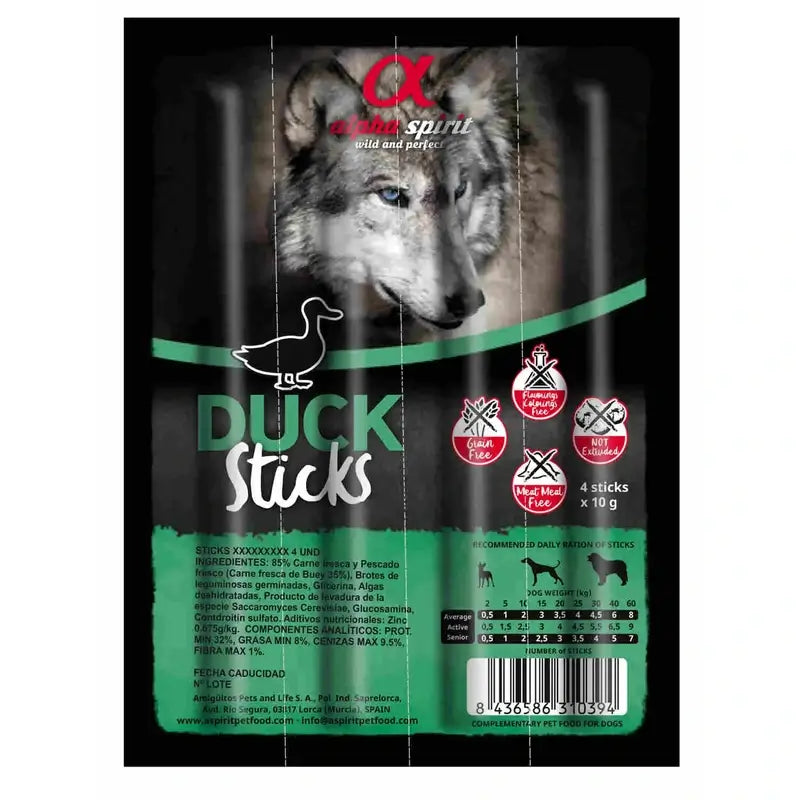 Alpha Spirit Alpha Spirit Canine Barritas Duck 16X4Uds